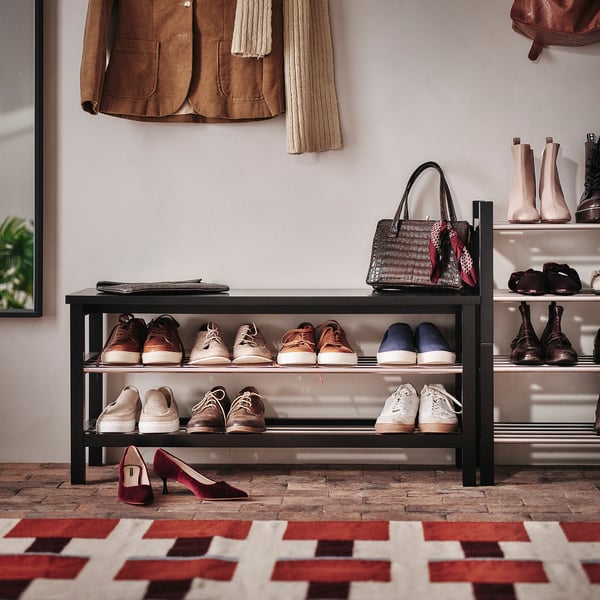 IKEA TJUSIG Bench With Shoe Storage Black 42 1/2x13 3/8x19 5/8 "