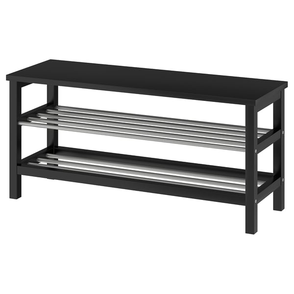 IKEA TJUSIG Bench with shoe storage black 42 1/2x13 3/8x19 5/8 "