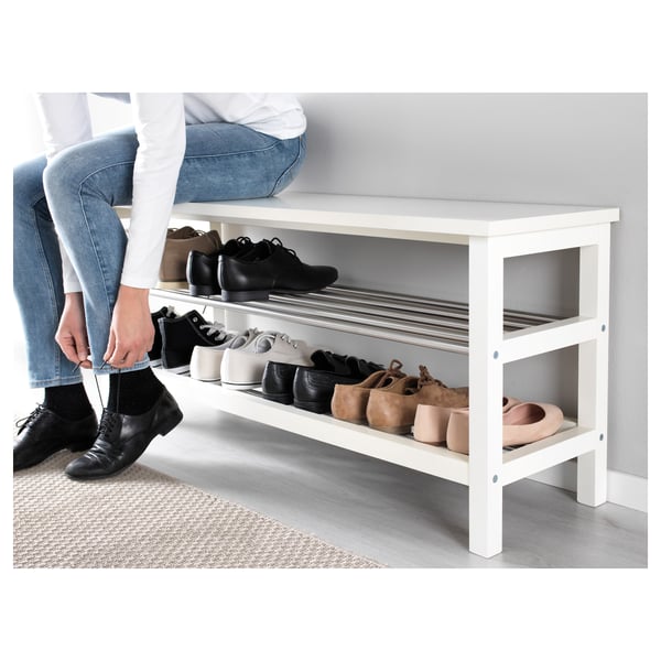 IKEA TJUSIG Bench With Shoe Storage White 42 1/2x13 3/8x19 5/8 "