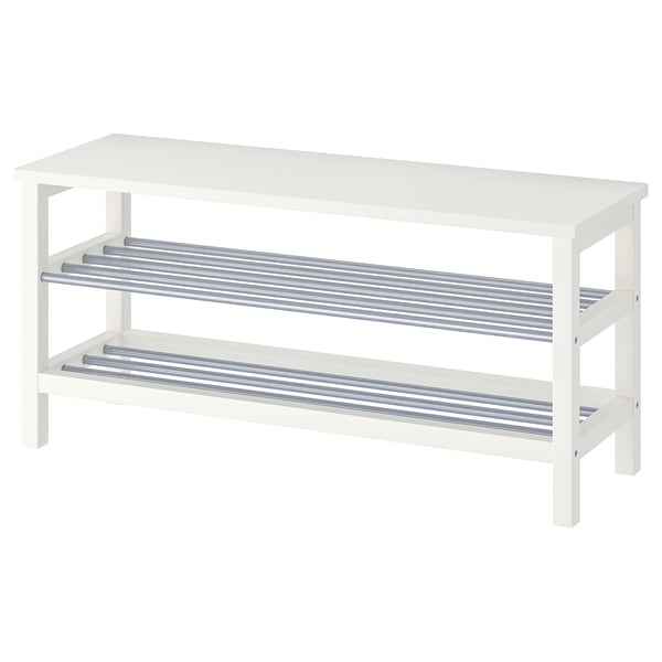 IKEA TJUSIG Bench with shoe storage white 42 1/2x13 3/8x19 5/8 "