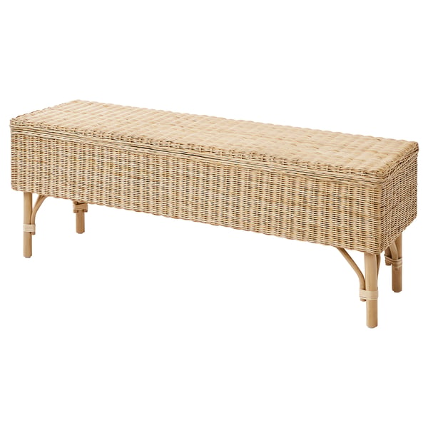 IKEA TOLKNING Bench with storage handmade rattan 47 ¼ "