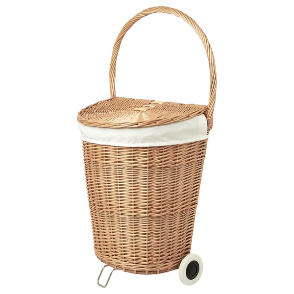 IKEA TOLKNING Laundry basket on wheels handmade Willow 8 gallon