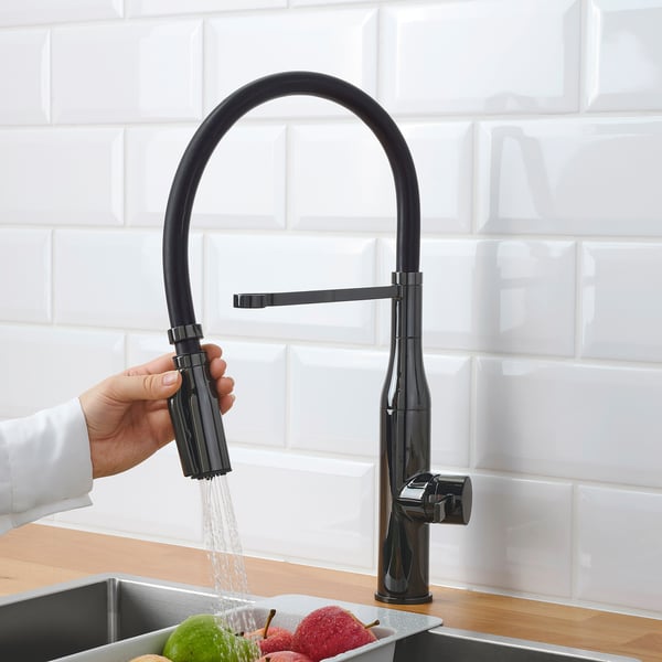 IKEA TOLLSJÖN Kitchen Faucet With Handspray Black Polished Metal