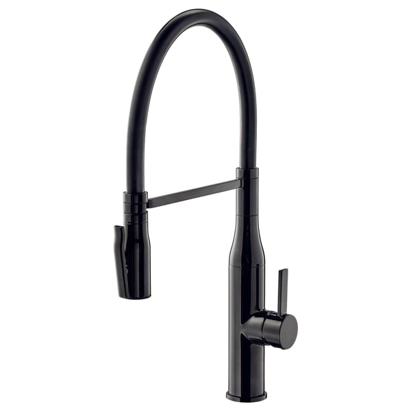 IKEA TOLLSJÖN Kitchen faucet with handspray black polished metal