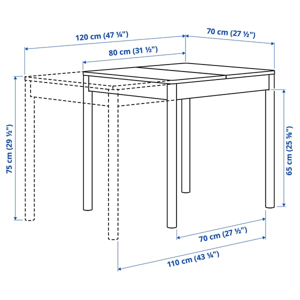 IKEA TONSTAD Extendable Table Brown Stained Oak Veneer 31 1/2/47 1/4x27 1/2 "