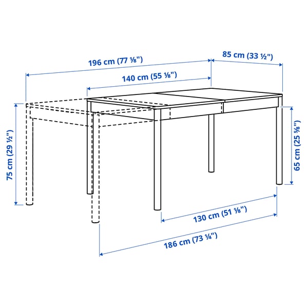 IKEA TONSTAD Extendable Table Oak Veneer 55 1/8/77 1/8x33 1/2 "
