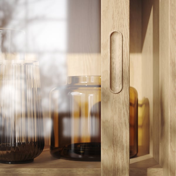 IKEA TONSTAD TV Storage Combination Oak Veneer/clear Glass 134 5/8x18 5/8x78 7/8 "