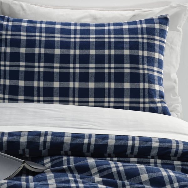 IKEA TORNTUSS Comforter set dark blue/check Twin/Twin X-long