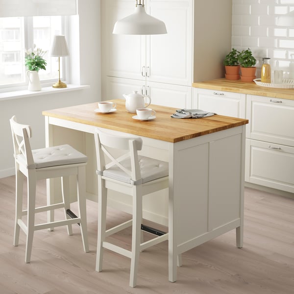 IKEA TORNVIKEN Kitchen Island Off-white/oak 49 5/8x30 3/8 "