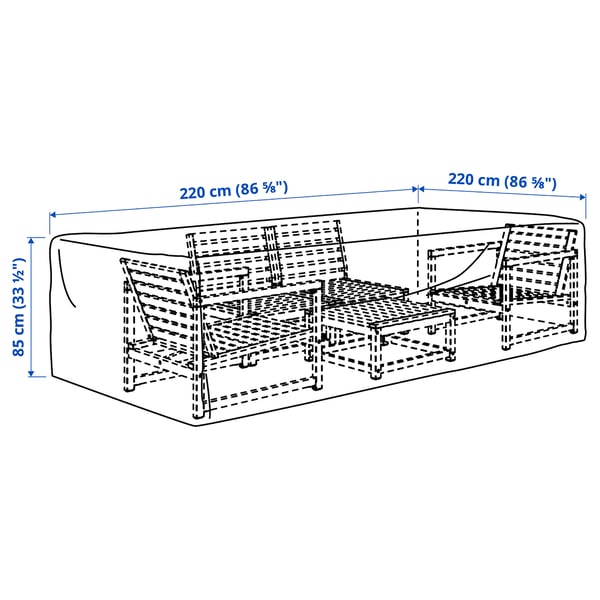 IKEA TOSTERÖ Cover For Outdoor Furniture Sofa/black 86 5/8x86 5/8 "