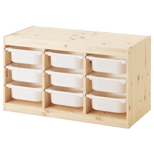 IKEA TROFAST Storage combination with boxes light white stained pine/white 36 5/8x17 3/8x20 1/2 "