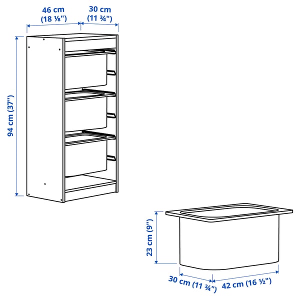 IKEA TROFAST Storage Combination With Boxes White/white 18 1/8x11 3/4x37 "