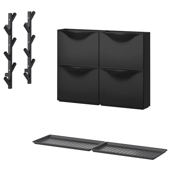 IKEA TRONES / BAGGMUCK Hallway furniture set of 6 black/gray