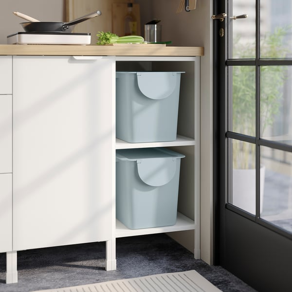 IKEA TRÖSKNING Bin With Lid Light Gray-blue 7 Gallon