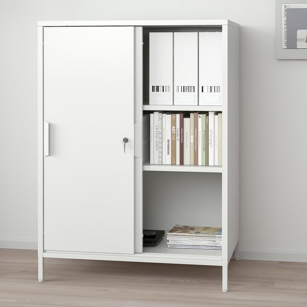 IKEA TROTTEN Cabinet With Sliding Doors White 63x43 1/4 "