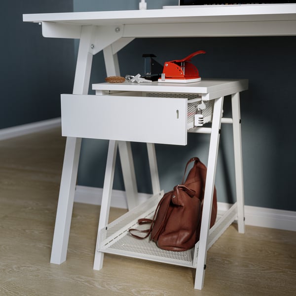 IKEA TROTTEN / FLINTAN Desk And Storage Combination And Swivel Chair White/beige
