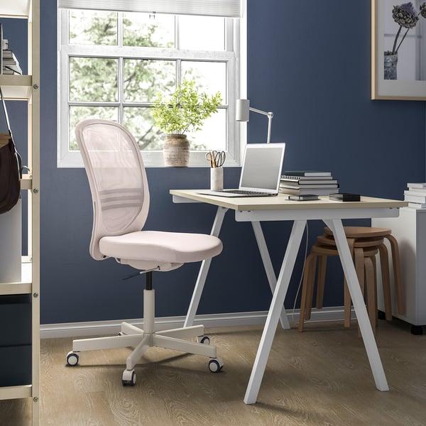 IKEA TROTTEN / FLINTAN Desk And Storage Combination And Swivel Chair White/beige
