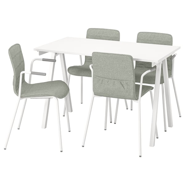 IKEA TROTTEN / LÄKTARE Conference table and chairs white/light green 47 1/4x27 1/2 "