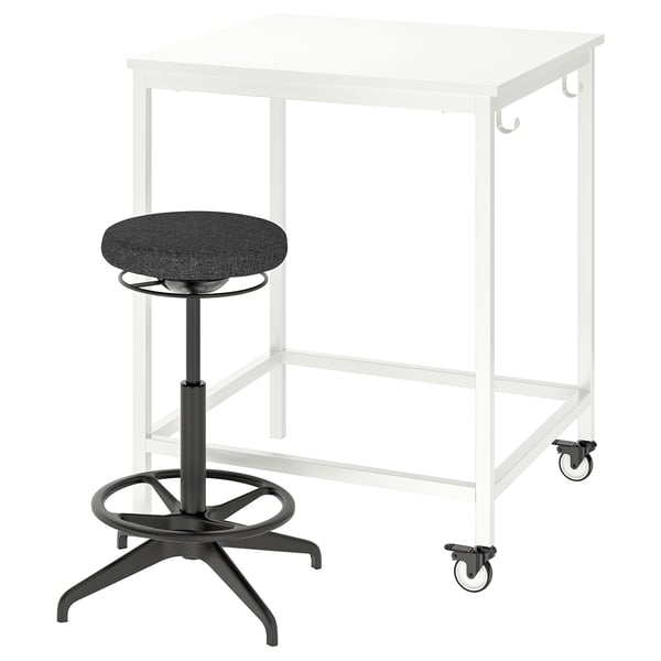 IKEA TROTTEN/LIDKULLEN Table and sit/stand support white/dark gray