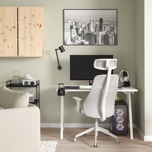 IKEA TROTTEN / MATCHSPEL Desk And Chair White/light Gray