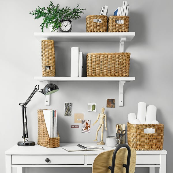 IKEA TRUMMIS Basket Handmade Rattan 9 ¾x13 ¾x7 ¾ "