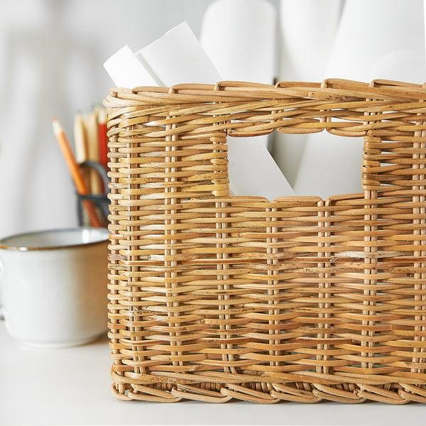 IKEA TRUMMIS Basket Handmade Rattan 9 ¾x13 ¾x7 ¾ "