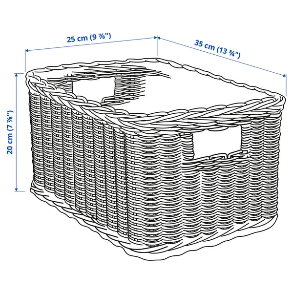 IKEA TRUMMIS Basket Handmade Rattan 9 ¾x13 ¾x7 ¾ "