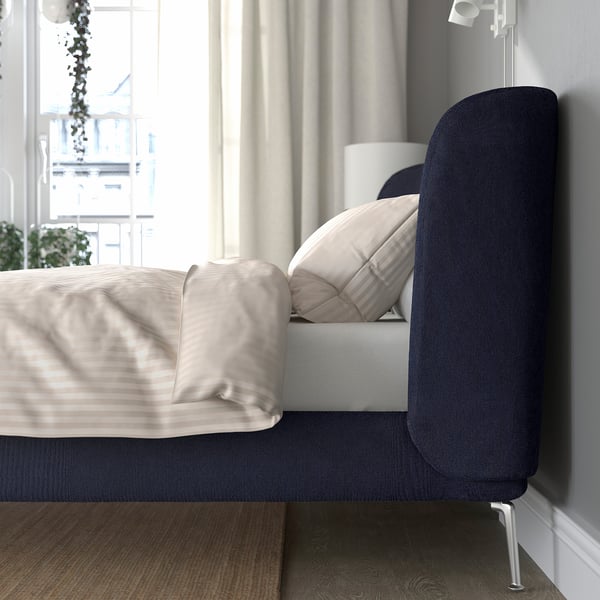 IKEA TUFJORD Upholstered Bed Frame Tallmyra Black-blue Queen