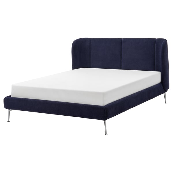 IKEA TUFJORD Upholstered bed frame Tallmyra black-blue Queen
