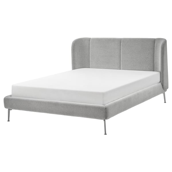 IKEA TUFJORD Upholstered bed frame Tallmyra white/black/Lönset Queen