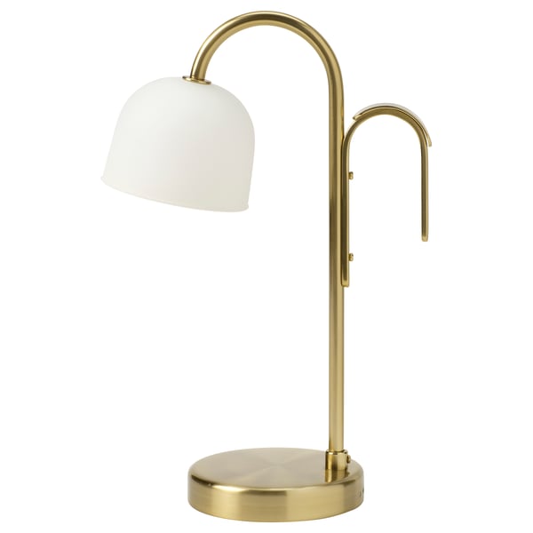 IKEA TVÅMASTAD LED portable lamp battery operated brass/opal glass