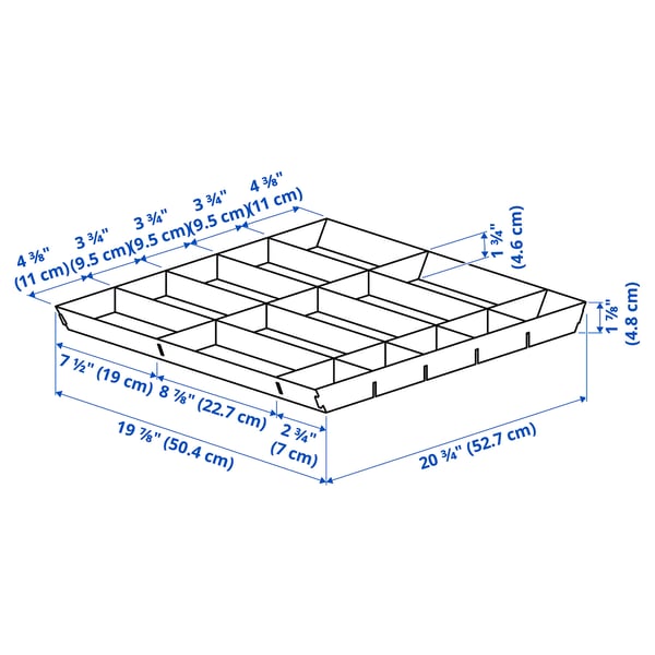 IKEA UPPDATERA Adjustable Organizer For Drawer Gray 24x24 "