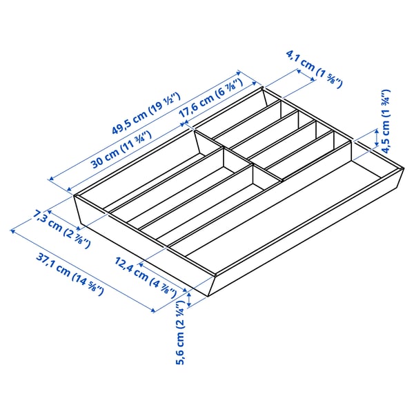 IKEA UPPDATERA Flatware Tray Light Bamboo 15x19 ½ "