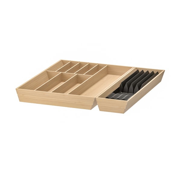 IKEA UPPDATERA Flatware tray/tray with knife rack anthracite/light bamboo 20x19 1/2 "