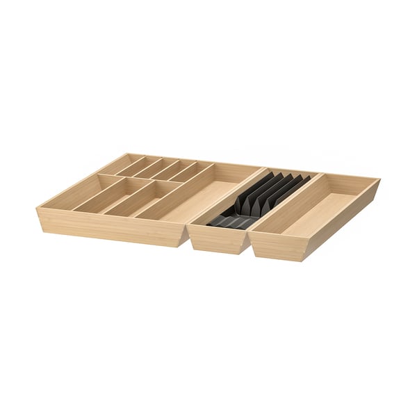 IKEA UPPDATERA Flatware+utsl trays/tray/knife rck anthracite/light bamboo 26x19 1/2 "