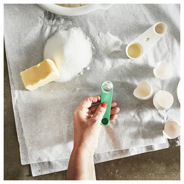 IKEA UPPFYLLD Measuring Spoon Set Of 2 Off-white/bright Green
