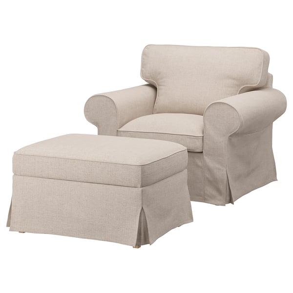 IKEA UPPLAND Armchair and ottoman Kilanda light beige