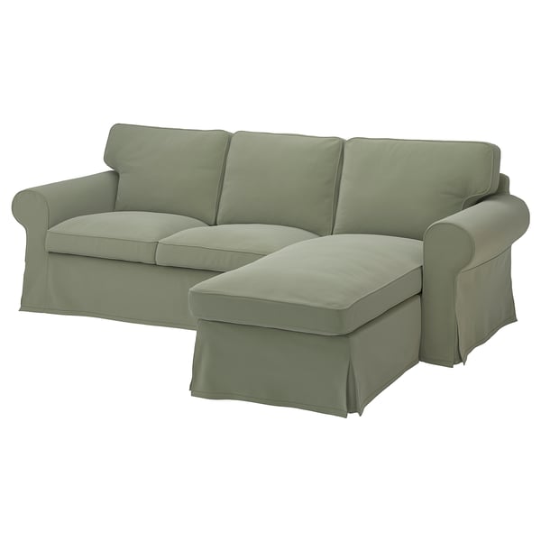 IKEA UPPLAND Cover F 3-seat Sofa W Chaise Lounge Hakebo Gray-green