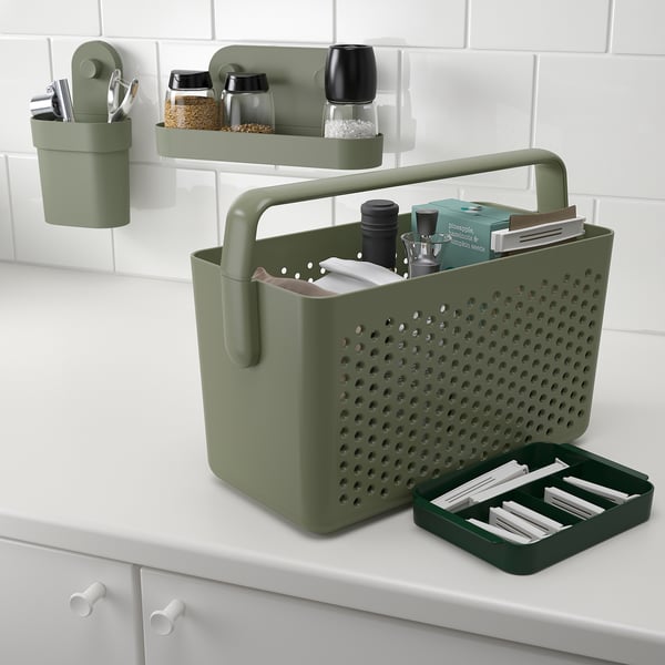 IKEA UPPRÄMEN Storage Basket Gray-green 13 ¾x6 ¾x9 ¾ "