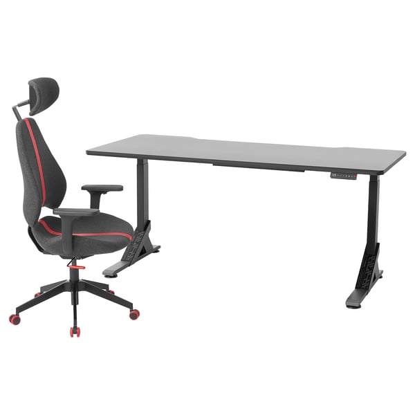 IKEA UPPSPEL / GRUPPSPEL Gaming desk and chair black/gray 70 7/8x31 1/2 "