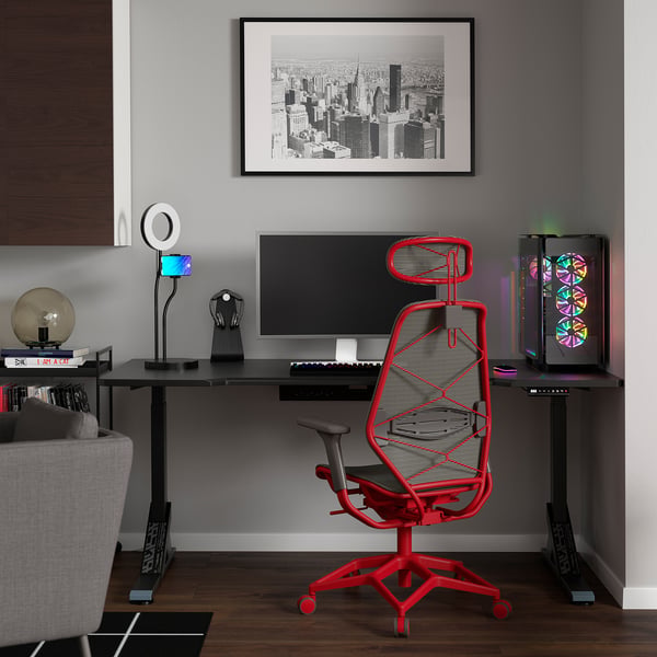 IKEA UPPSPEL / STYRSPEL Gaming Desk And Chair Black Gray/red 70 7/8x31 1/2 "