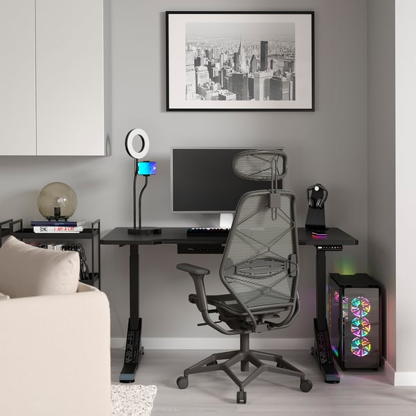 IKEA UPPSPEL / STYRSPEL Gaming Desk And Chair Black/gray 55 1/8x31 1/2 "