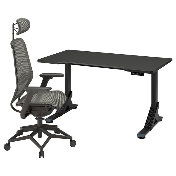 IKEA UPPSPEL / STYRSPEL Gaming desk and chair black/gray 55 1/8x31 1/2 "