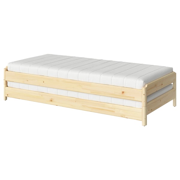 IKEA UTÅKER Stackable bed with 2 mattresses pine/Åsvang medium firm Twin