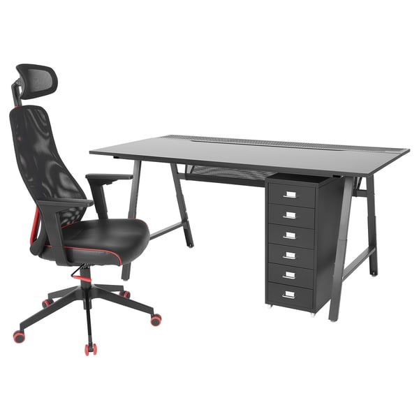 IKEA UTESPELARE / MATCHSPEL Gaming desk chair and drawer unit black