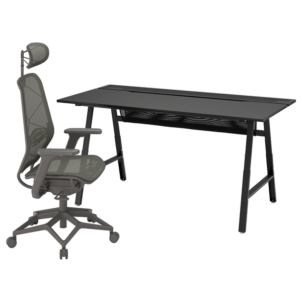 IKEA UTESPELARE / STYRSPEL Gaming desk and chair black/gray