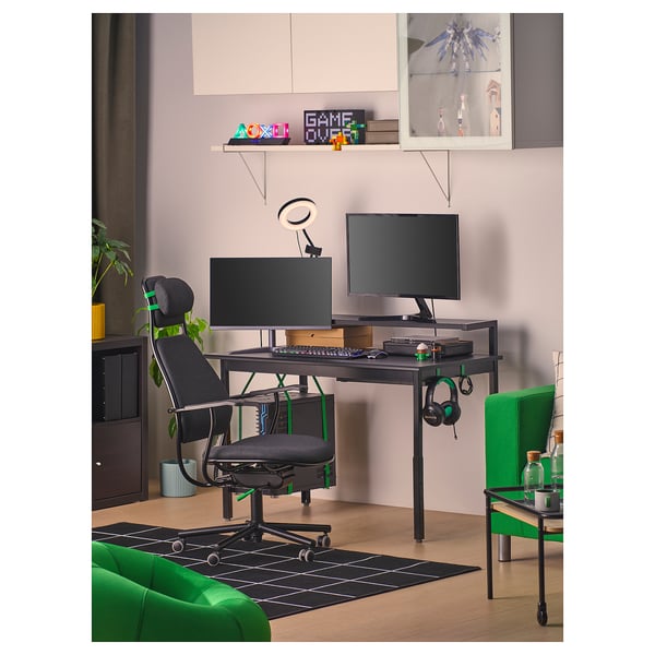 IKEA UTVISNING Gaming Desk With Shelf Black 47 1/4x23 5/8 "