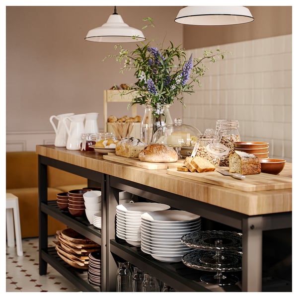 IKEA VADHOLMA Kitchen Island Black/oak 49 5/8x31 1/8x35 3/8 "