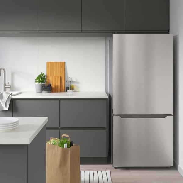IKEA VÄLGRUNDAD Bottom-freezer Refrigerator Stainless Steel 19 Cu.ft