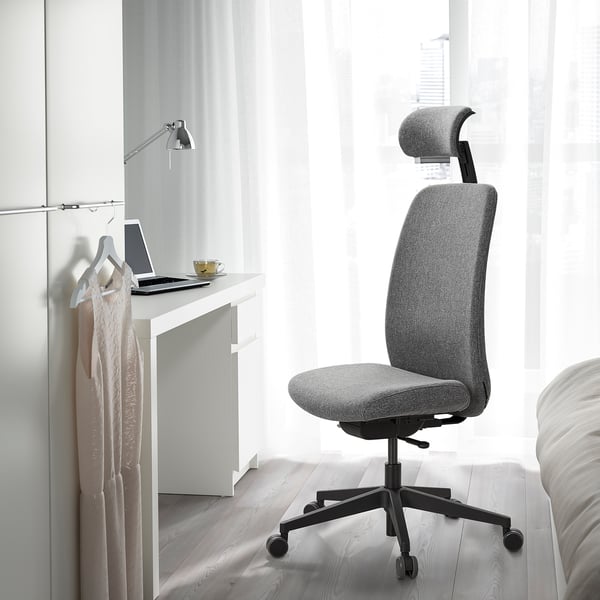 IKEA VALLFJÄLLET Office Chair With Headrest Gunnared Gray